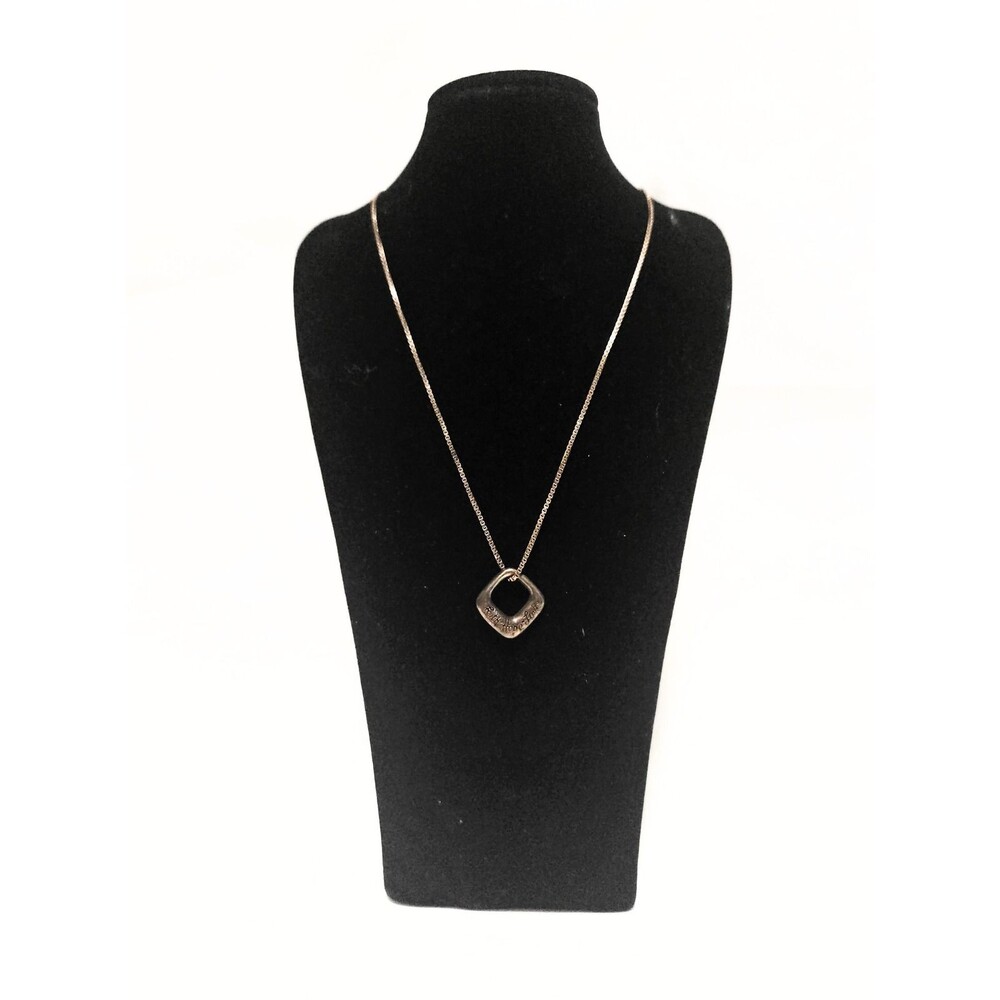 Faith Hope Love Silver Tone Open Square Pendant Necklace Box Chain